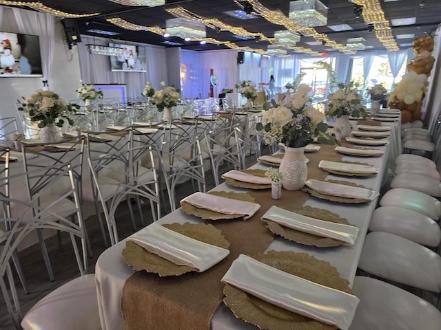 Elegant decor at OCSalsa Events Venue and Banquet hall in Fountain Valley, CA