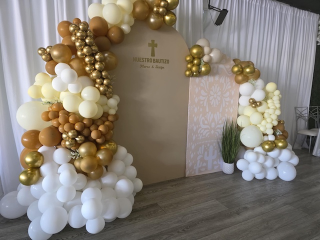 Backdrop for baptism celebration at OCSalsa Events Venue and Banquet hall in Fountain Valley, CA