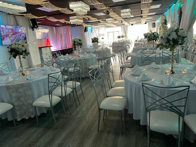 Tables set up at OC Salsa Event Venue in Fountain Valley