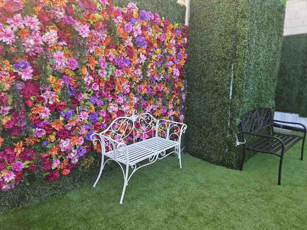 Outdoor garden patio at OC Salsa Venue