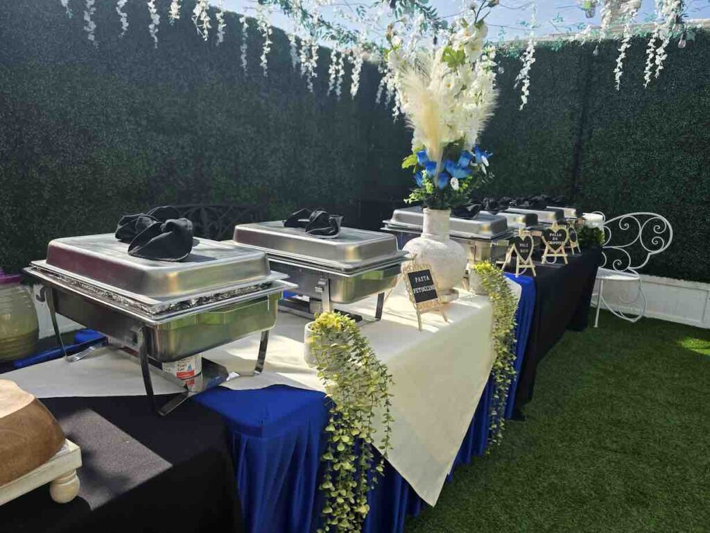 a table with food on it