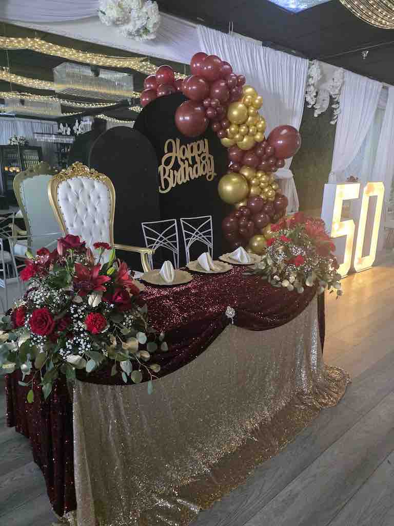 Customized main-table decoration at OC Salsa Venue