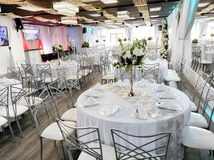 Elegant reception tables inside OC Salsa Venue