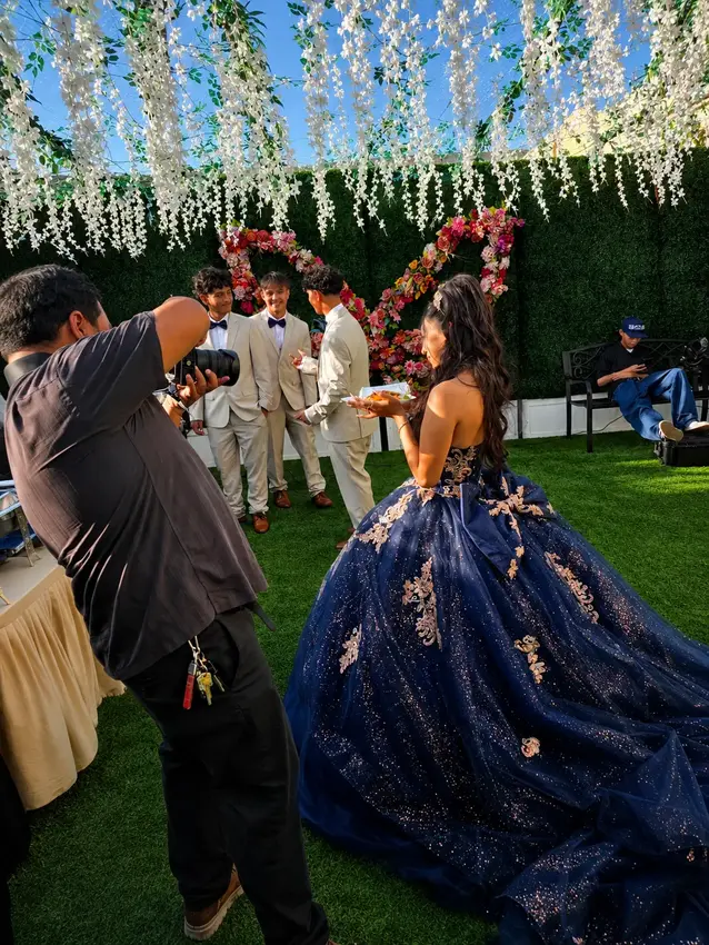 Quinceañera celebration in the private garden at OC Salsa Venue