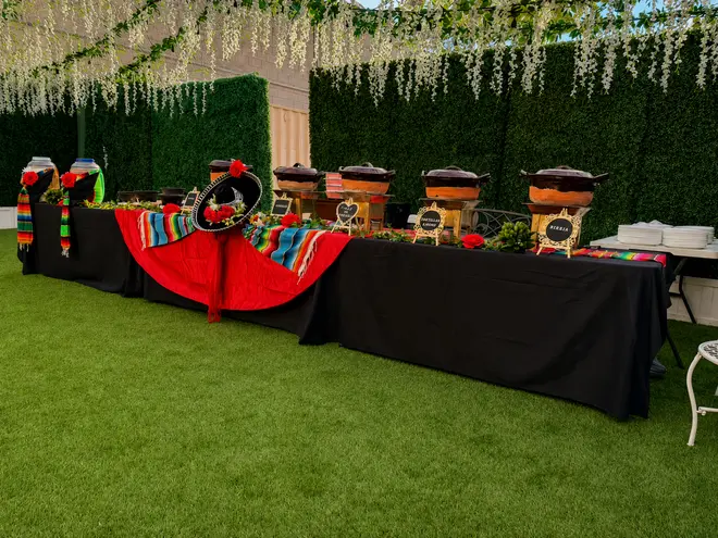Mexican buffet presented in the Secret Garden