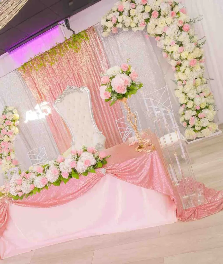 Quinceañera Throne at OC Salsa banquet Hall and event venue in Fountain Valley, California