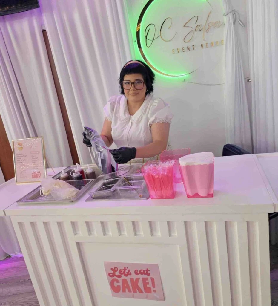 Mini cakes table for events at OC Salsa Banquet Hall and Events Venue in Fountain Valley, California